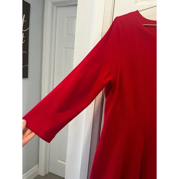 IMNYC Isaac Mizrahi Red 3/4 Sleeve Boat Neck A Line‎ Dress Women's Size XL - Picture 11 of 13